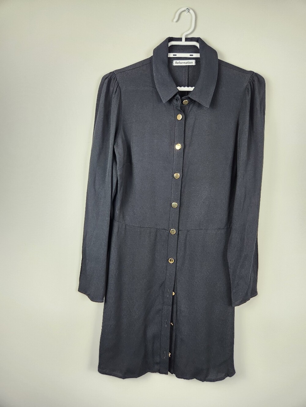 Reformation Hugh Long Sleeve Shirt Dress Preppy Dark Academia Size 6 Office Prep - Picture 4 of 14